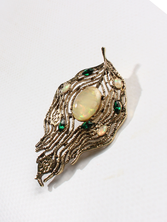 Брошь "Лист ажурный " светлый металл
