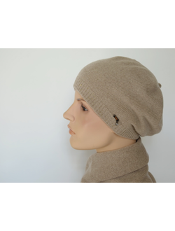 Кашемировый берет женский Vizio Италия 9000 В бежевый фото