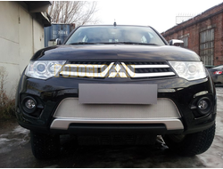 Защита радиатора Mitsubishi L200 2013-2015 (Калуга)/Pajero Sport 2013-2016 (Калуга) (chrome) PREMIUM