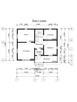 ДЖ-16 ГАБАРИТНЫЕ РАЗМЕРЫ: (7Х9М) 2 ЭТАЖА, ОБЩАЯ ПЛОЩАДЬ: 123,5М²