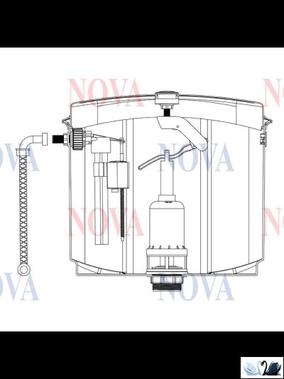 Бачок Nova Plastik NV 4092 пластиковый навесной, с кнопкой, сливной для унитаза или чаши Генуя. Арматура кнопочная