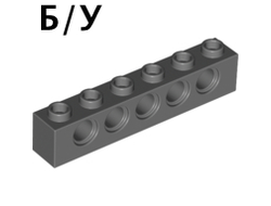 ! Б/У - Technic, Brick 1 x 6 with Holes, Dark Bluish Gray (3894 / 3894199 / 4210917) - Б/У