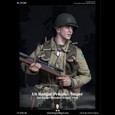Рядовой Дэниэл Джексон (Спасти рядового Райана) - Коллекционная ФИГУРКА 1/6 scale US Ranger private sniper 2nd Ranger Battalion  france  1944 (FP003A) - Facepoolfigure