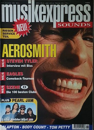 Musikexpress Sounds Magazine November 1994 Aerosmith, Иностранные музыкальные журналы, Intpressshop