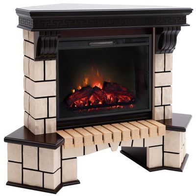 Угловой электрокамин Stone AO с очагом Sparta 25.5 LED