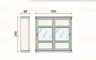 ШКАФ 2-Х ДВЕРНЫЙ PALAZZO DUCALE 71CI28AR (L250*P68*h240) PRAMA