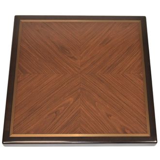 Rosewood Veneer in Box Pattern with ½” Metal Accent Inlay and Stained Maple Wood Edge