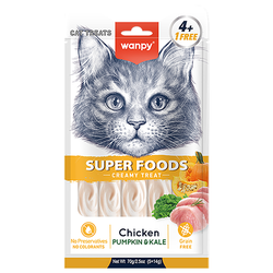Wanpy Cat (Ванпи кэт) Лакомство для кошек «нежное пюре» из Курицы с тыквой и кейлом, 70 г
