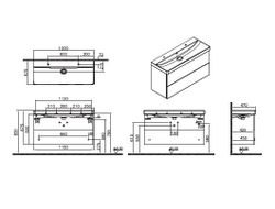 Шкаф Vitra Metropole Pure с раковиной, c 2 ящиками, с подсветкой в верхнем ящике, 120 см, цвет глянцевый белый, 67334
