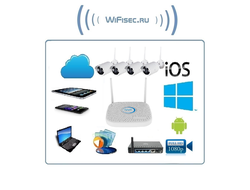 ACESEECCTV. Комплект уличного WiFi/LAN видеонаблюдения, видеорегистратор с WiFi модулем и 4 беспроводные видеокамеры, Full HD (1 порт RJ45)