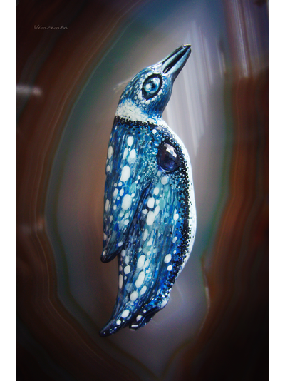 Волшебная брошь в виде пингвина с сапфиром &quot;Сердце Ванадис&quot;