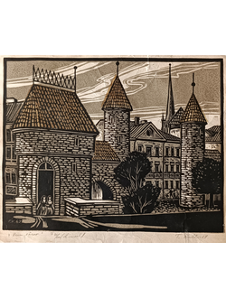 "Эстония. Таллин" линогравюра Toivo Kulles 1967 год