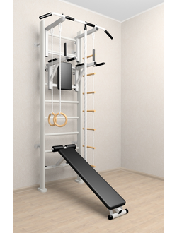 Деревянный тренажер  стенка в квартиру с креплением к стене для взрослых и детей    (Белый)