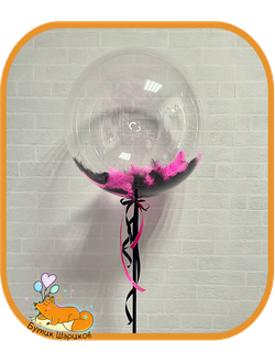 Баблс с черными и ярко-розовыми перьями, 60 см