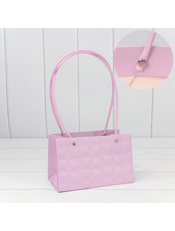 Пакет-сумочка "Тиснение Прямоугольник Мини" 19*12*10,5см Светло-сиреневый КП12/32