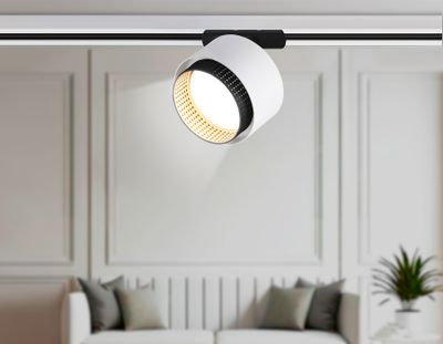 Трековый однофазный светильник со сменной лампой GL 5379 WH/BK белый/черный GX53 max 12W D95*130