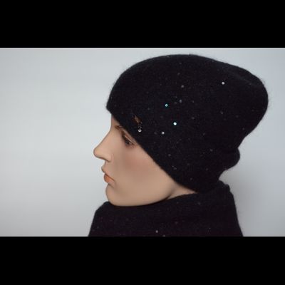 Шапка вязаная с пайетками Vizio Италия 6943 CL черная