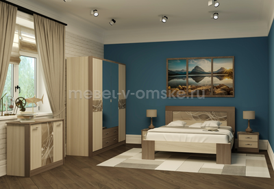 Тумба прикроватная "Николь" с ящиками в цвете Ясень Шимо в гарнитуре с другими модулями коллекции