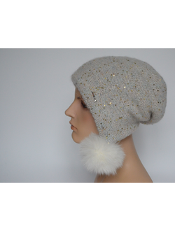 Шапка ушанка белая с помпонами Vizio Италия 8022 фото