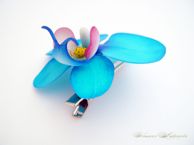 Зажим с орхидеей "Синяя бездна-2".