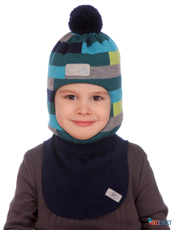 Шапка-шлем  20101-02 темно-синий,бирюзовый,изумрудный р. 48-50