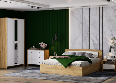 Дольче Шкаф трехстворчатый Дуб золотой/Белый