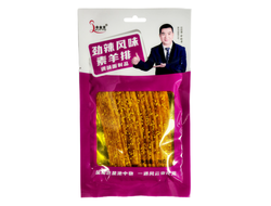 Азиатские снеки из соевого мяса с кунжутом "Вегетарианские бараньи отбивные" Пряные (розовая пачка) 76гр