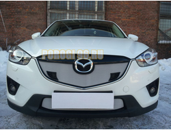 Защита радиатора Mazda CX-5 2012-2014 chrome с парктроником верх