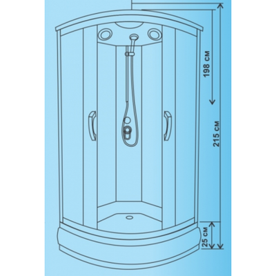 Душевая кабина Водный Мир ВМ-8825, Низкий поддон, задние стекла белая, передние стекла матовые, 100x100x215 см.