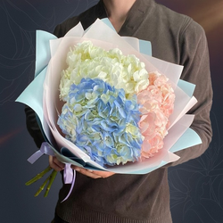 Классический букет из 3 гортензий микс