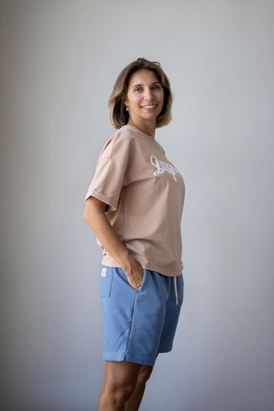 Женский костюм бежево-голубой "Дари"