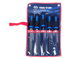 Набор напильников 200 мм, двухкомпонентные рукоятки, 5 предметов KING TONY 1005GQ