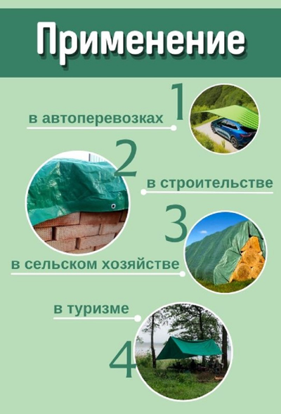 Тент Тарпаулин 4 x 5 м, 120 г/м2, шаг люверсов 0,5 м строительный защитный укрывной купить в Москве