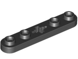 Technic, Plate 1 x 5 with Smooth Ends, 4 Studs and Center Axle Hole, Black (32124 / 4114689 / 6280168)