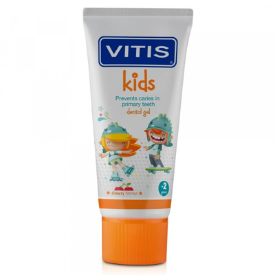 Детская зубная паста-гель  Vitis Kids от 2 до 6 лет, вишневый вкус, Dentaid, 50 мл.