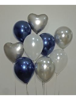 Набор шаров с гелием "Синяя сталь"