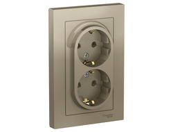 Розетка 2+2Р+Е, шампань, серия Atlas Design