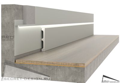 Анодированный плинтус скрытого монтажа PRO DESIGN с подсветкой на secret-design.ru