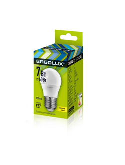 Лампа светодиодная Ergolux LED-G45-7W-E27-3K,Шар 7Вт,E27,3000K 12143