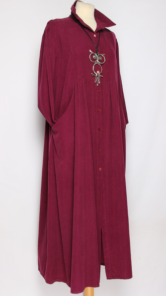 Платье-рубашка Бохо "Вельвет карманы" терракот, вино, шоколад до р.52