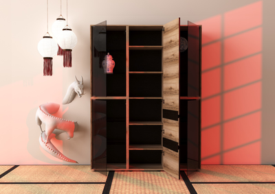 Берген тумба со стеклом Дуб делано/Венге