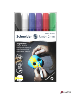 Набор маркеров акриловых Schneider "Paint-it 310", 2мм, ассорти, 6шт. 320062