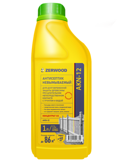 Zerwood AKN-12 АНТИСЕПТИК НЕВЫМЫВАЕМЫЙ для тяжелых условий эксплуатации 1л, КОНЦЕНТРАТ 1:12