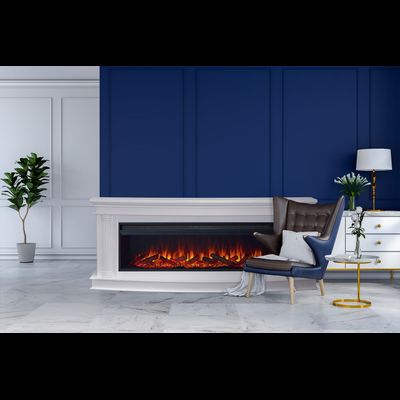 Линейный электрокамин Rome белый с очагом Vision 60 LOG LED