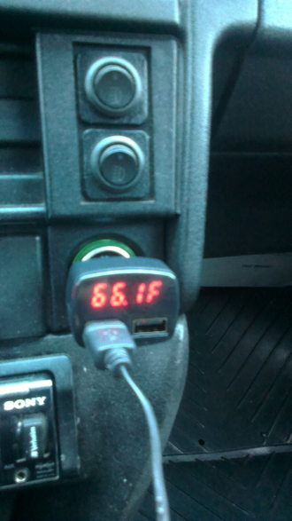 Зарядка USB  с функцией вольтметра красная