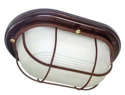 Светильник накладной Элетех Самарканд 1402 влагозащ. овал реш. 60W Е27 баня 238x146х90 дерево венге/стек IP65 500983