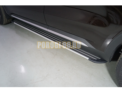 Пороги алюминиевые "Slim Line Silver" 2120 мм ТСС для Haval H5 2024-