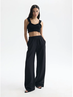 Брюки из вискозы на резинке (черный)