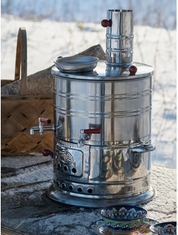 Самовар разборный 5л жаровой на дровах, турецкий с 2 кранами