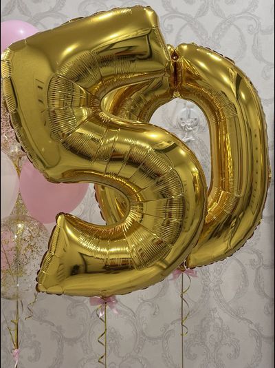 Шар-цифра 102 см с гелием Золото